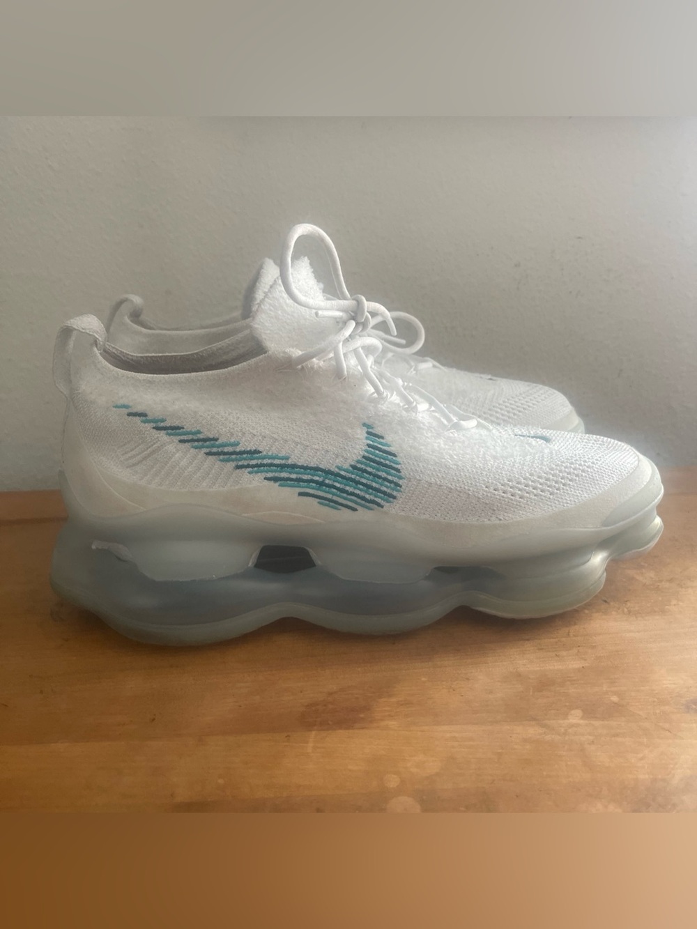 Nike Air Max Scorpion Flyknit White Geode Teal DJ4701-100 Men’s Sneakers Sz 13
